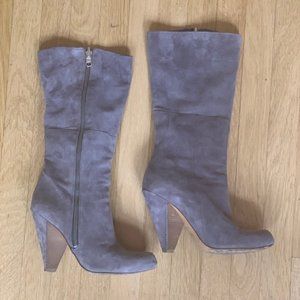 Belle By Sigerson Morrison Grey Suede Booties 37.5